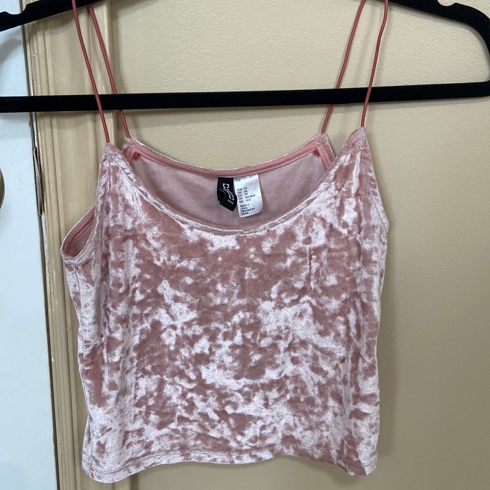 H&M divided xs pink velvet crop top